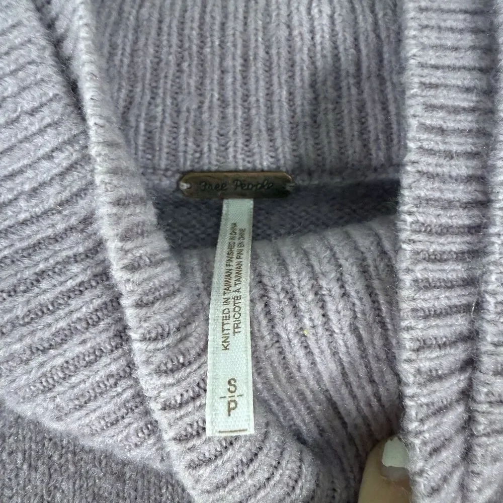 Free People Sweater Women's Small Purple Knit Wool Blend Turtleneck Pullover